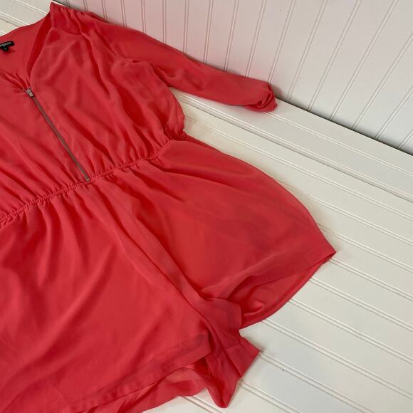 Express Pink V-Neck Zip Front Long Sleeves Romper Size XL - Picture 5 of 6